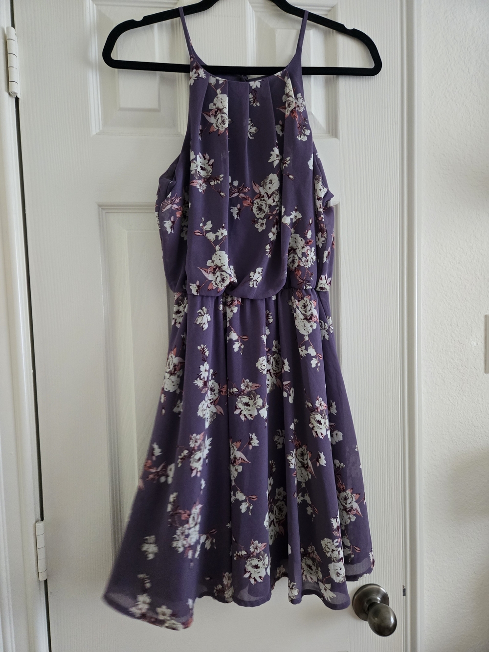 Woman's Purple Floral Halter Sundress